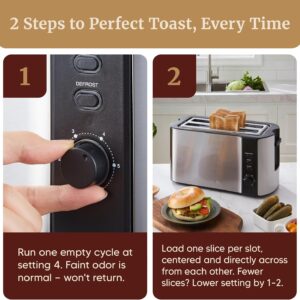 Elite Gourmet ECT-3100 4-Slice Long Slot Toaster | Extra Wide Slots for Bagels, Sourdough & Texas Toast | 6 Browning Settings | Reheat, Defrost & Cancel | Built-In Warming Rack | Stainless Steel - Image 8