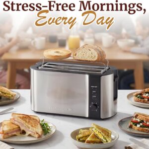 Elite Gourmet ECT-3100 4-Slice Long Slot Toaster | Extra Wide Slots for Bagels, Sourdough & Texas Toast | 6 Browning Settings | Reheat, Defrost & Cancel | Built-In Warming Rack | Stainless Steel - Image 9