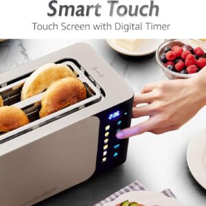 Elite Gourmet ECT5924D SmartToast Digital Long Slot 4 Slice Toaster, 1.5” Wide Slots for Thick Breads & Bagel Function, LED Touch Screen, Countdown Timer, 6 Shades, Stainless Steel - Image 3