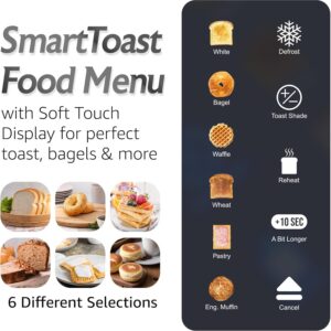 Elite Gourmet ECT5924D SmartToast Digital Long Slot 4 Slice Toaster, 1.5” Wide Slots for Thick Breads & Bagel Function, LED Touch Screen, Countdown Timer, 6 Shades, Stainless Steel - Image 4