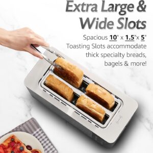 Elite Gourmet ECT5924D SmartToast Digital Long Slot 4 Slice Toaster, 1.5” Wide Slots for Thick Breads & Bagel Function, LED Touch Screen, Countdown Timer, 6 Shades, Stainless Steel - Image 5