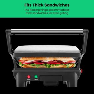 Chefman Panini Press Grill and Gourmet Sandwich Maker Non-Stick Coated Plates, Opens 180 Degrees to Fit Any Type or Size of Food, Stainless Steel Surface and Removable Drip Tray, 4 Slice, Black - Image 8