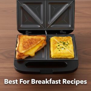 OVENTE Electric Sandwich Maker with Non-Stick Plates, Indicator Lights, Cool Touch Handle, Easy to Clean and Store, Perfect for Cooking Breakfast, Grilled Cheese, Tuna Melts and Snacks, Black GPS401B - Image 5