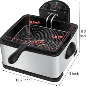 Secura 4 Liters / 17-Cup Stainless-Steel 1700-Watt Electric Deep Fryer with Timer Free Extra Odor Filter, Triple Basket, 4.5 Quarts, Silver - Image 3