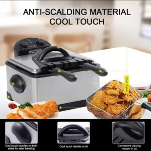 Secura 4 Liters / 17-Cup Stainless-Steel 1700-Watt Electric Deep Fryer with Timer Free Extra Odor Filter, Triple Basket, 4.5 Quarts, Silver - Image 4