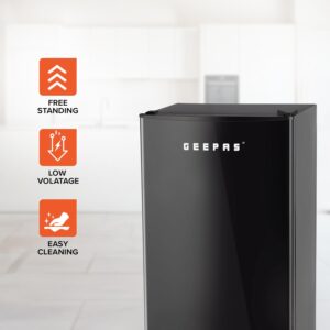Geepas GRF1212BXE Single Door Mini Defrost Refrigerator-| Mini Fridge in Retro Design, Low Noise and Low Voltage| Quick Cooling and Easy Cleaning| Black - Image 3