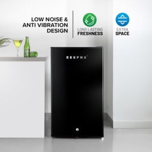 Geepas GRF1212BXE Single Door Mini Defrost Refrigerator-| Mini Fridge in Retro Design, Low Noise and Low Voltage| Quick Cooling and Easy Cleaning| Black - Image 6