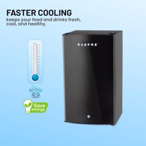 Geepas GRF1212BXE Single Door Mini Defrost Refrigerator-| Mini Fridge in Retro Design, Low Noise and Low Voltage| Quick Cooling and Easy Cleaning| Black - Image 7