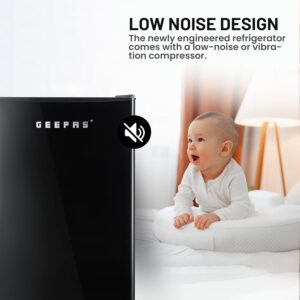 Geepas GRF1212BXE Single Door Mini Defrost Refrigerator-| Mini Fridge in Retro Design, Low Noise and Low Voltage| Quick Cooling and Easy Cleaning| Black - Image 8