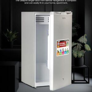 GEEPAS Defrost Mini Fridge with Lamp, Door Lock & Key, GRF115SPEN - Low Noise Design, Compact, Powerful Compressor, Energy Saving, Faster Cooling, Adjustable Thermostat, 110L Capacity - Image 3