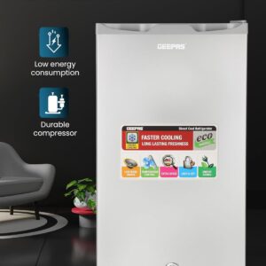 GEEPAS Defrost Mini Fridge with Lamp, Door Lock & Key, GRF115SPEN - Low Noise Design, Compact, Powerful Compressor, Energy Saving, Faster Cooling, Adjustable Thermostat, 110L Capacity - Image 5