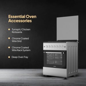 Krome 60x60 Cm Free Standing Gas Cooker | 4 Euro Pool Gas Burners| Flame Failure| Stainless Steel | Single Turbo Fan | Even Heat Distribution | Push Button Ignition - Image 6
