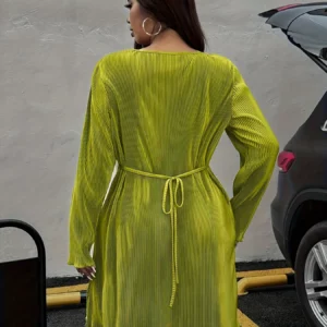 plus Size Dress Elegant Casual Fashion Pit Stripe Fabric Women's plus Size Dresses Stylish Comfortable Fit-and-Flare Gowns - Image 3