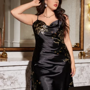 Plus Size Women's Nightdress Elegant Fashion Prints Pajamas Comfortable Snd Sexy Dress For Home Party - Image 7