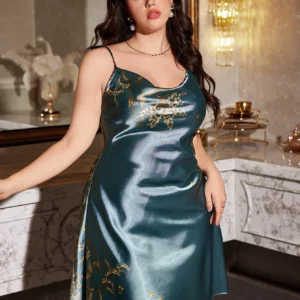 Plus Size Women's Nightdress Elegant Fashion Prints Pajamas Comfortable Snd Sexy Dress For Home Party - Image 5