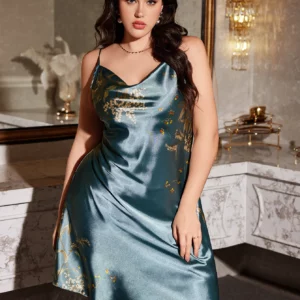 Plus Size Women's Nightdress Elegant Fashion Prints Pajamas Comfortable Snd Sexy Dress For Home Party - Image 4