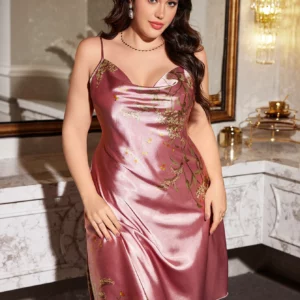 Plus Size Women's Nightdress Elegant Fashion Prints Pajamas Comfortable Snd Sexy Dress For Home Party - Image 9