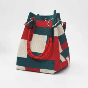 This multi-color knitted retro bucket handbag is simple and color-blocked, versatile and easy to carry with you - Image 8