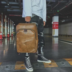 Men Backpack PU Leather Bagpack Large Laptop Backpacks Male Mochilas Casual Schoolbag For Teenagers Boys High Quality Rucksack - Image 6