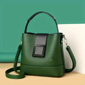 Elegant Solid Color Bucket Bag with Adjustable Shoulder Strap Versatile Crossbody Handbag for Women, Lightweight with Zipper. - Image 2