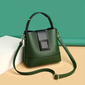 Elegant Solid Color Bucket Bag with Adjustable Shoulder Strap Versatile Crossbody Handbag for Women, Lightweight with Zipper. - Image 3