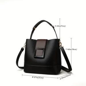 Elegant Solid Color Bucket Bag with Adjustable Shoulder Strap Versatile Crossbody Handbag for Women, Lightweight with Zipper. - Image 5
