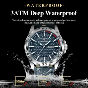 POEDAGAR Original Man Wristwatch Top Luxury Waterproof Luminous Date Week Watch For Men Quartz Sport Leather Men's Watches Reloj - Image 3