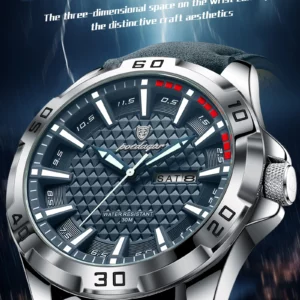 POEDAGAR Original Man Wristwatch Top Luxury Waterproof Luminous Date Week Watch For Men Quartz Sport Leather Men's Watches Reloj - Image 8