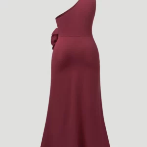 Plus Size Women's Dress One Shoulder No Sleeve Split Flower Solid Fitted Dress Elegant Dress Spring Chic Dress Party Light Dress - Image 3