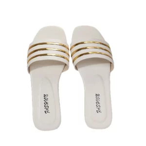 Women's Shoes, Ladies' Fashionable Slippers, Classic and Versatile, Metal-Decorated Square-Toe Flat Sandals, Leopard Print - Image 5