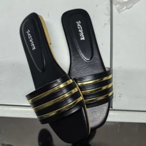 Women's Shoes, Ladies' Fashionable Slippers, Classic and Versatile, Metal-Decorated Square-Toe Flat Sandals, Leopard Print - Image 7