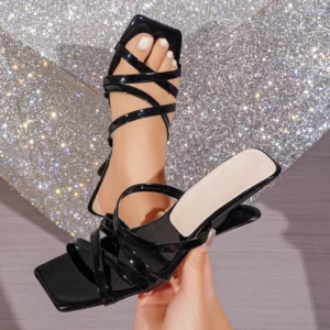 Women's summer high-heeled shoes silver small size sandals Roman shoes elegant small low heels thick and thin - Image 2