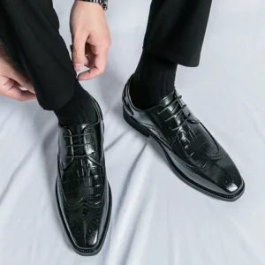 Brock British Korean version high-end suit shoes wedding small leather shoes men's business formal wear trendy men's shoes - Image 3