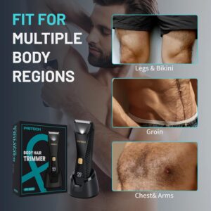 PRITECH Manscape Body Hair Trimmer for Men - Waterproof Pubic Hair Ball Trimmer, Ceramic Blade Electric Razor Body Shavers for Men with USB-C Charging, Wet/Dry Use, Nick-Free Mens Grooming Kits, Gift - Image 5