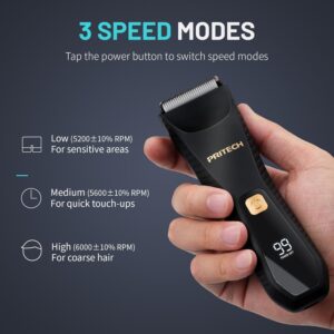 PRITECH Manscape Body Hair Trimmer for Men - Waterproof Pubic Hair Ball Trimmer, Ceramic Blade Electric Razor Body Shavers for Men with USB-C Charging, Wet/Dry Use, Nick-Free Mens Grooming Kits, Gift - Image 7