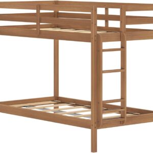 Grain & Grove Bear Twin Over Twin Bunk Bed, Sturdy Bunk Bed Frame for Kids, Plywood Bunk with Ladder, Guardrail, and Slats, No Box Spring Required, Oak Embossed Pecan - Image 4