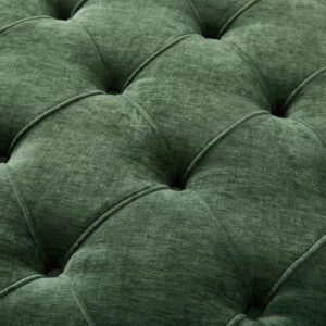 Virubi 32" Round Tufted Ottoman Coffee Table, Chenille Upholstered Footrest with Solid Wood L-Shaped Legs, Button Tufted & Piping, Modern Accent Seat for Living Room (Green) - Image 9