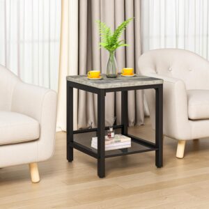 AWQM Coffee Table Set of 3, Industrial Coffee Table with 2 Square End Side Tables, Modern Living Room Table Set with Metal Frame for Apartment Home Office, Grey - Image 8