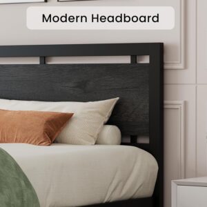LIKIMIO King Bed Frame with Headboard and Footboard, Metal Strong Supports, Easy Assembly, Noise-Free, No Box Spring Needed, Charcoal Grey - Image 4