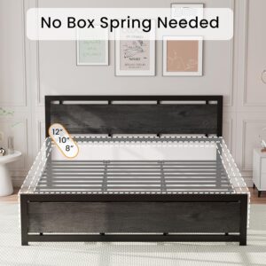 LIKIMIO King Bed Frame with Headboard and Footboard, Metal Strong Supports, Easy Assembly, Noise-Free, No Box Spring Needed, Charcoal Grey - Image 6