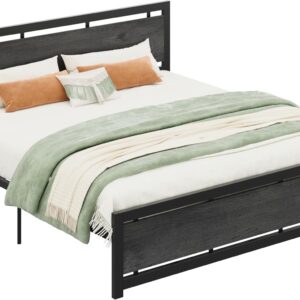 LIKIMIO King Bed Frame with Headboard and Footboard, Metal Strong Supports, Easy Assembly, Noise-Free, No Box Spring Needed, Charcoal Grey - Image 8