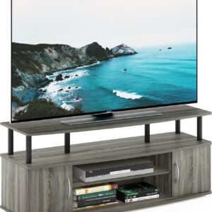 Furinno JAYA Large Entertainment Stand for TV Up to 55 Inch, French Oak Grey/Black - Image 2