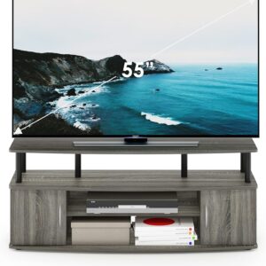 Furinno JAYA Large Entertainment Stand for TV Up to 55 Inch, French Oak Grey/Black - Image 5