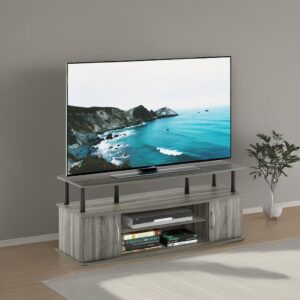 Furinno JAYA Large Entertainment Stand for TV Up to 55 Inch, French Oak Grey/Black - Image 6