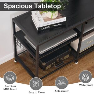 VECELO TV Stand with Mount and Power Outlet, Height Adjustable Entertainment Center with Storage Shelves for 55/65/70/75/80 inches Televisions, Console Table for Living Room, Bedroom, Matte Black - Image 7