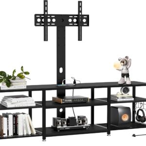 VECELO TV Stand with Mount and Power Outlet, Height Adjustable Entertainment Center with Storage Shelves for 55/65/70/75/80 inches Televisions, Console Table for Living Room, Bedroom, Matte Black - Image 9