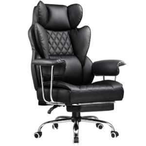 COMHOMA Big and Tall Office Chair, High Back Leather Gaming Chair with Footrest, Executive Ergonomic Office Chair with Pocket Spring Lumbar Support and with Outward Fixed Soft Armrests - Image 2