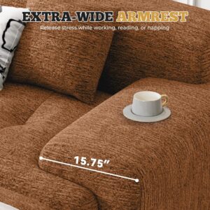 122" Modern L Shaped Modular Sectional Sofa, Boneless Couches for Living Room with Ottoman,4 Seater Convertible Chenille Cloud Couch Sofa Set, No Assembly Required, Orange 1 PCS - Image 3
