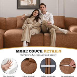 122" Modern L Shaped Modular Sectional Sofa, Boneless Couches for Living Room with Ottoman,4 Seater Convertible Chenille Cloud Couch Sofa Set, No Assembly Required, Orange 1 PCS - Image 7
