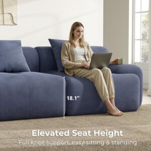 LIKIMIO LumiCord Modular Sectional Sofa with Ottoman, 118" L-Shaped Boneless Couch for Living Room, Oversized Deep Seat with Corduroy Upholstery, No Assembly Required, Navy Blue - Image 4